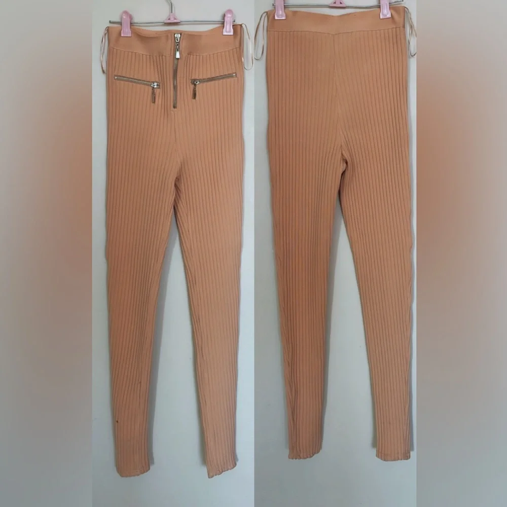 Tan Ribbed Two-Piece Set - Picture 3 of 3